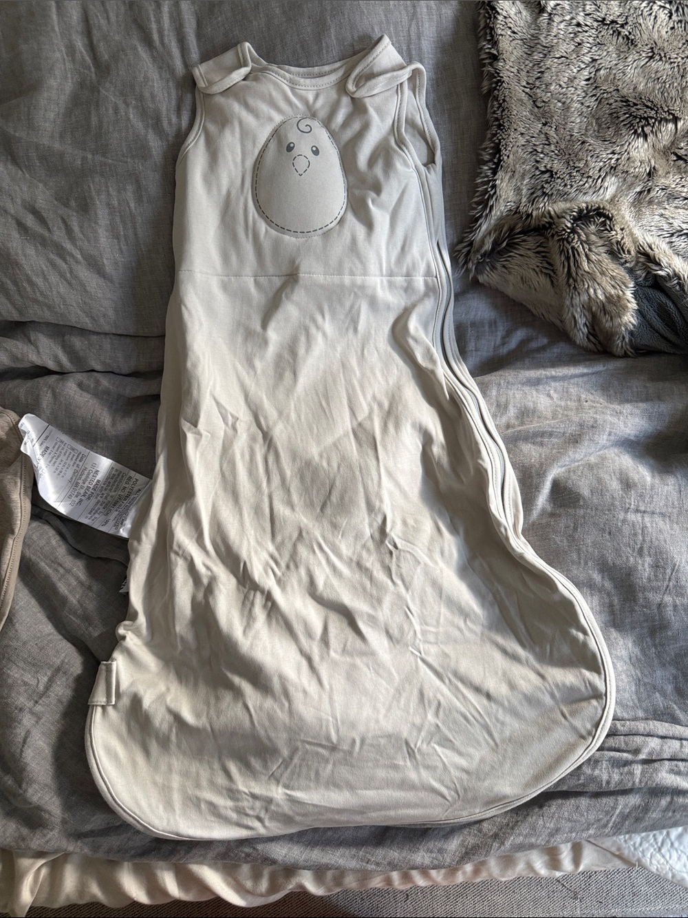 Nested Bean Cream Sleep Sack with Egg Face